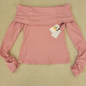 1. State Pink Off-Shoulder Long Sleeve Top